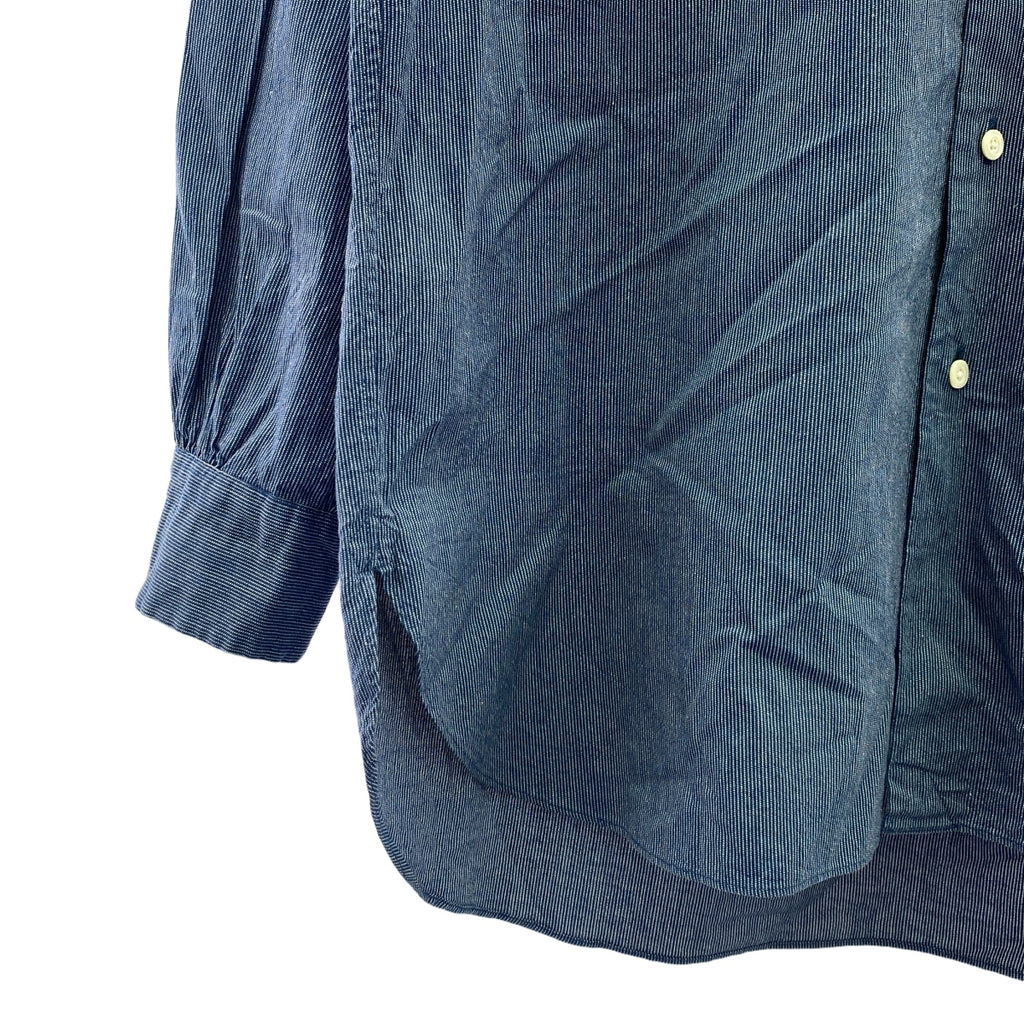 PORTER CLASSIC / ポータークラシック | シェルボタン ストライプ シャツ | S | ブルー | メンズ