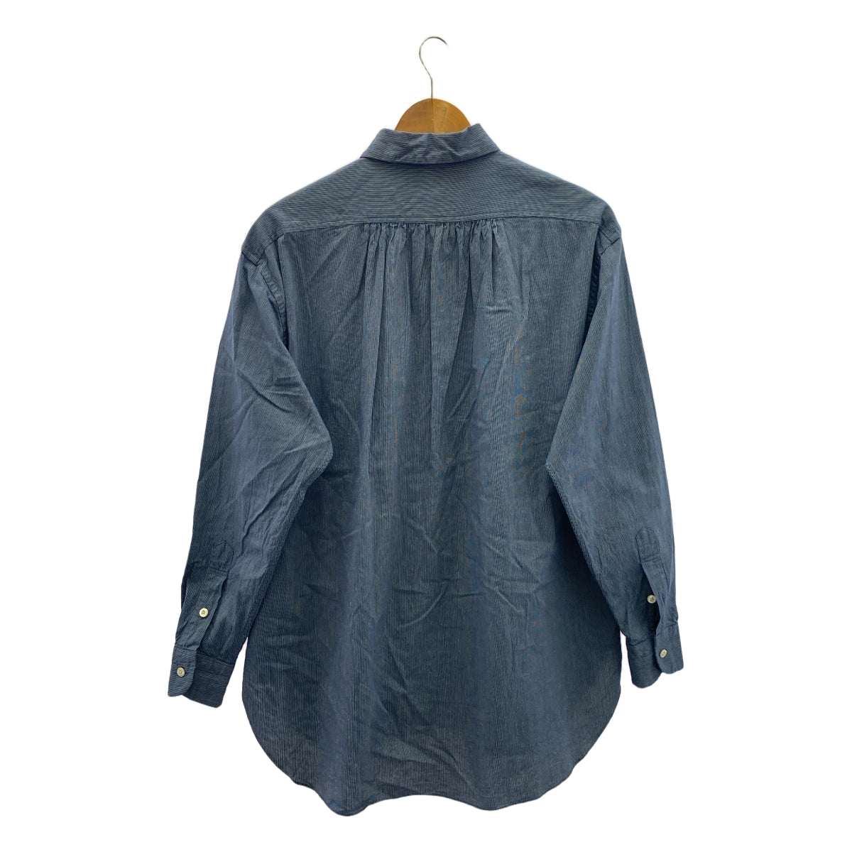 PORTER CLASSIC / ポータークラシック | シェルボタン ストライプ シャツ | S | ブルー | メンズ