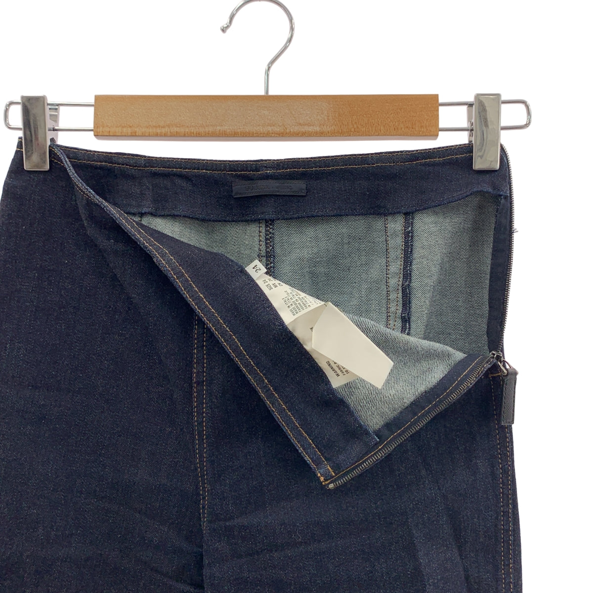 【美品】  PRADA / プラダ | ロゴタグ サイドジップ デニム パンツ | 24 | インディゴ | レディース