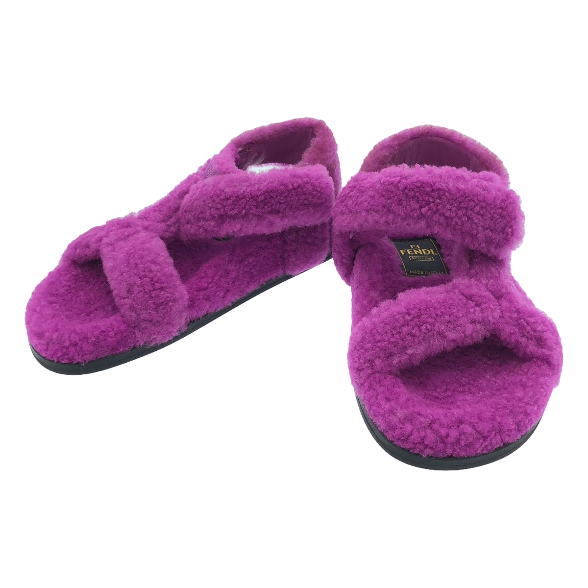 [狀況良好] 芬迪 |綿羊毛蟒蛇涼鞋 | Zucca 蟒蛇皮涼鞋 | 35 1/2 |紫色 |女性的