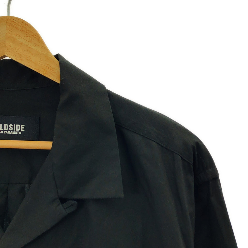 [近新] WILDSIDE YOHJI YAMAMOTO | 2024 秋冬 | 鬱金香刺繡開領襯衫 | 尺寸 3 | 黑色 | 男款