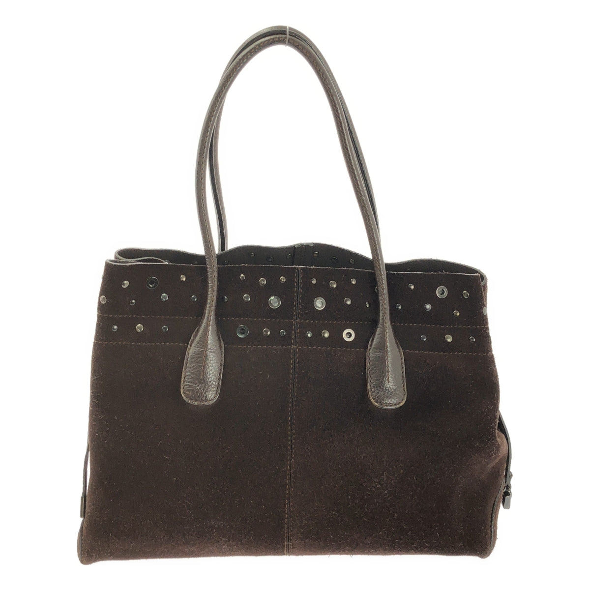 TOD'S トッズ ブラウン スエード トートバッグ TOD'S / トッズ | スエード スタッズ レザー トートバッグ | ブラウン