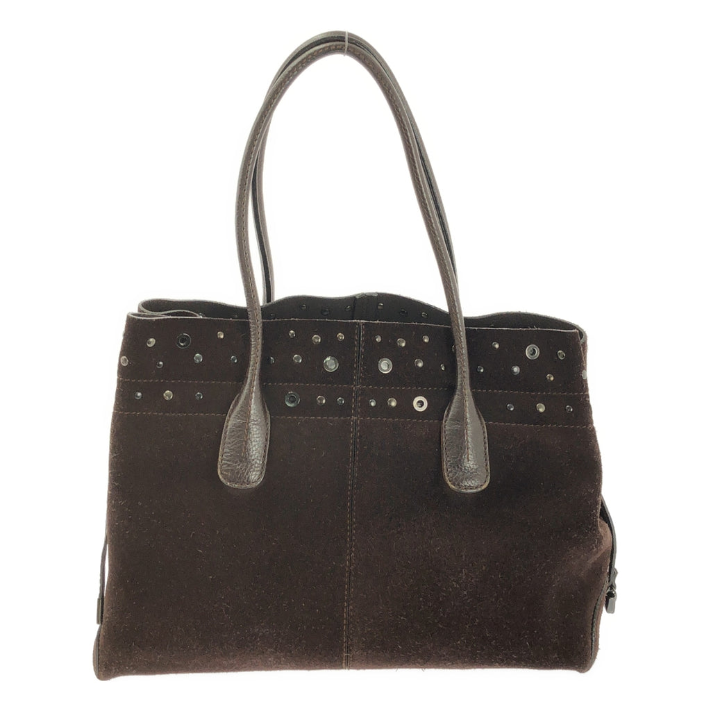 TOD'S / トッズ | スエード スタッズ レザー トートバッグ | ブラウン | レディース