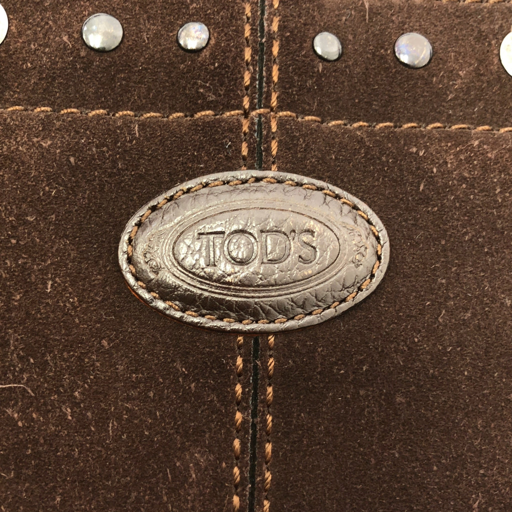 TOD'S / トッズ | スエード スタッズ レザー トートバッグ | ブラウン | レディース