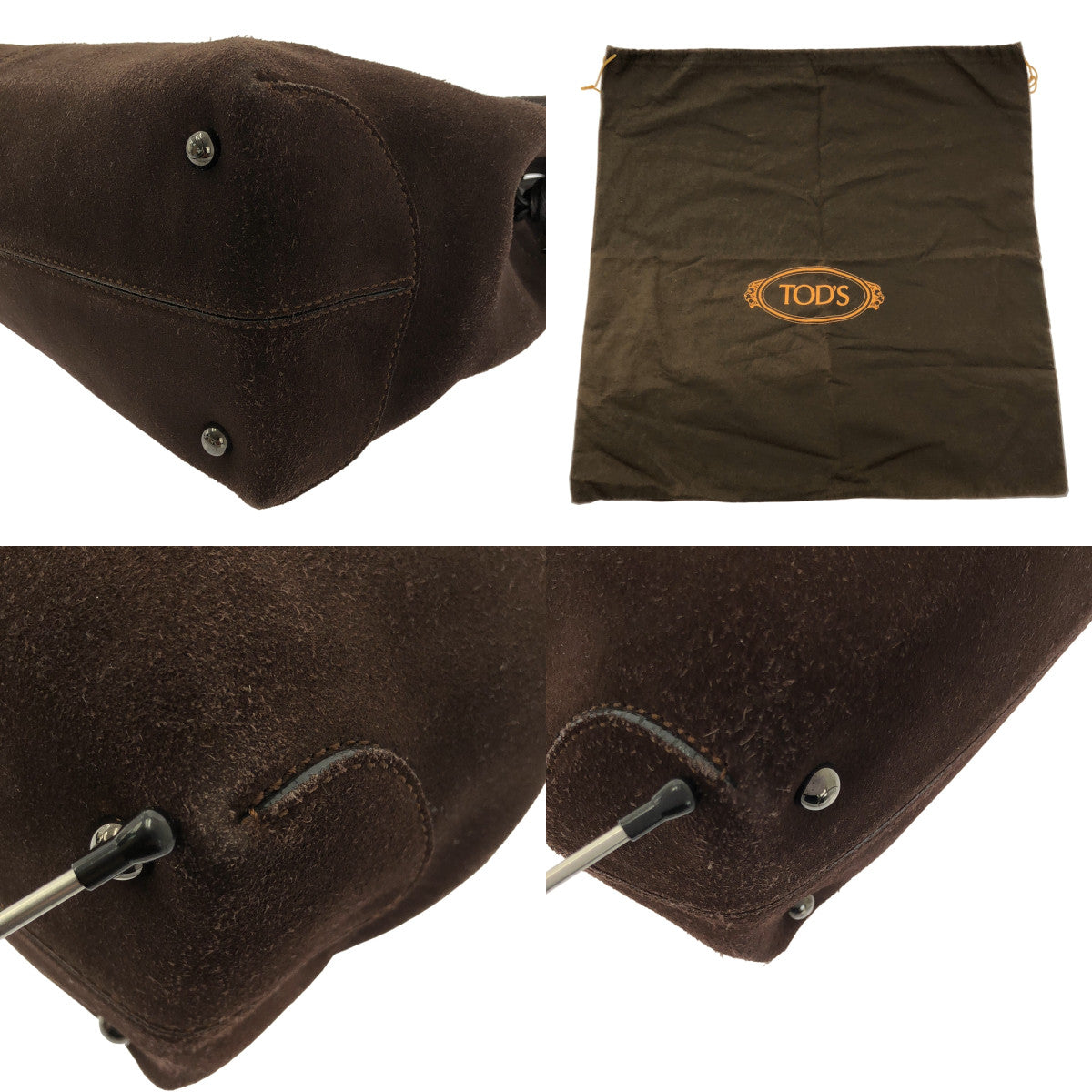TOD'S / トッズ | スエード スタッズ レザー トートバッグ | ブラウン | レディース