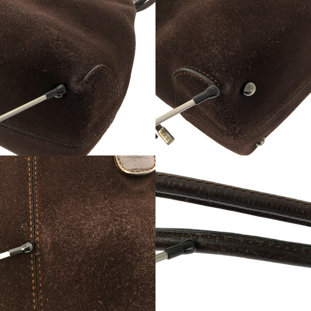 TOD'S / トッズ | スエード スタッズ レザー トートバッグ | ブラウン | レディース