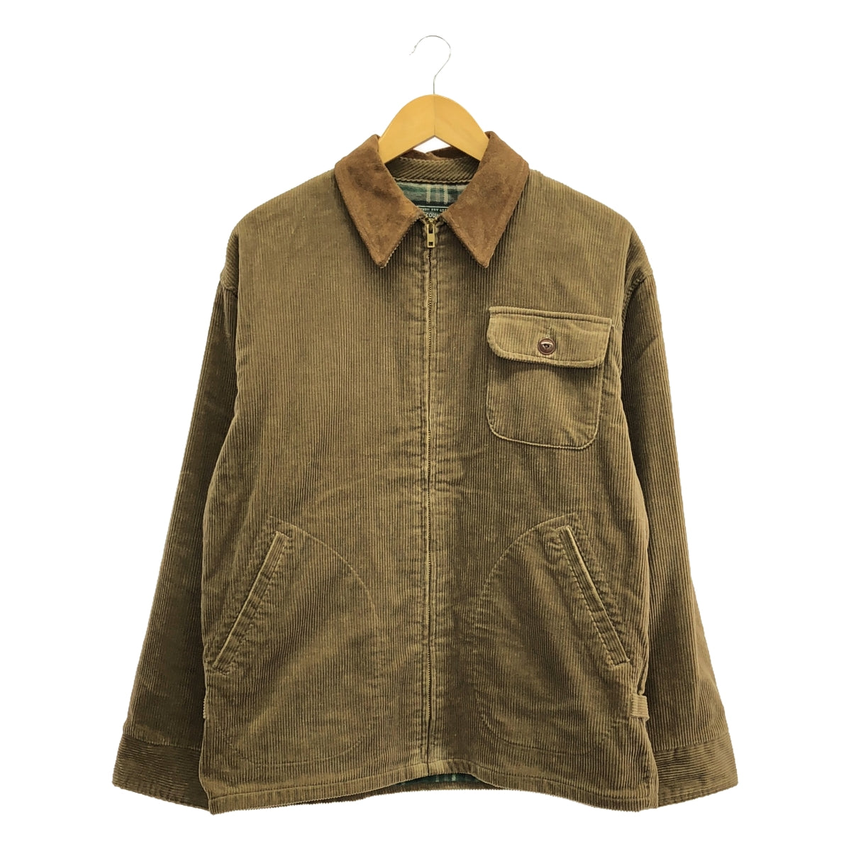 RALPH LAUREN | 1989-1992s Vintage POLO COUNTRY Suede Collar Corduroy Zip Jacket | S | Men's