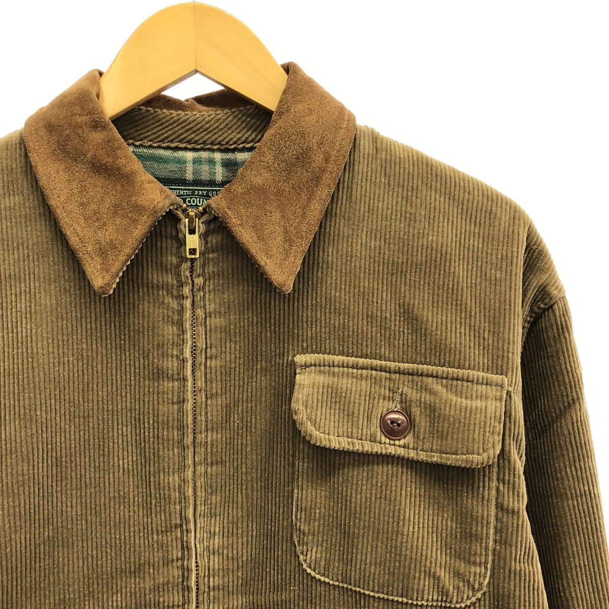 RALPH LAUREN | 1989-1992s Vintage POLO COUNTRY Suede Collar Corduroy Zip Jacket | S | Men's