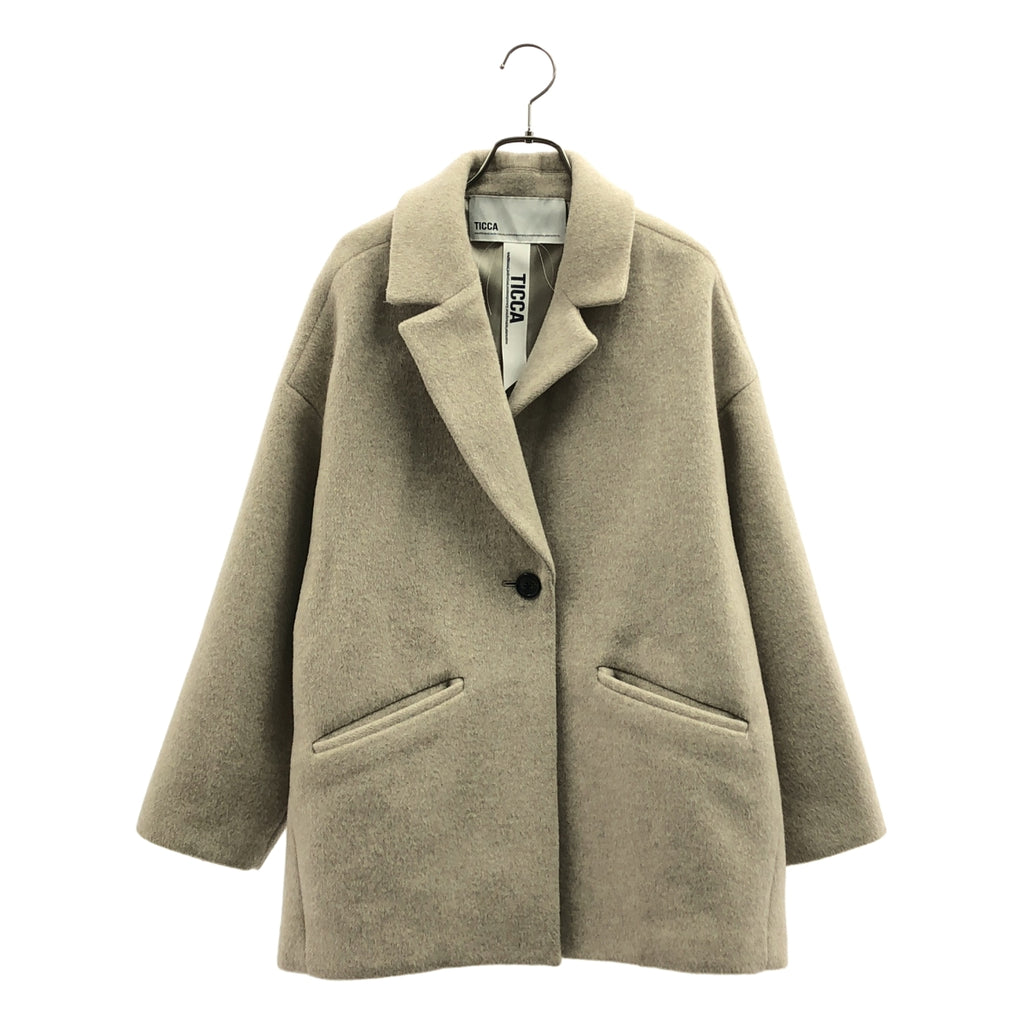 【成色極佳】TICCA | 羊毛超大款半身大衣，飾有品牌標誌紐帶 / 全襯裡 | F碼 | 灰褐色 | 女款