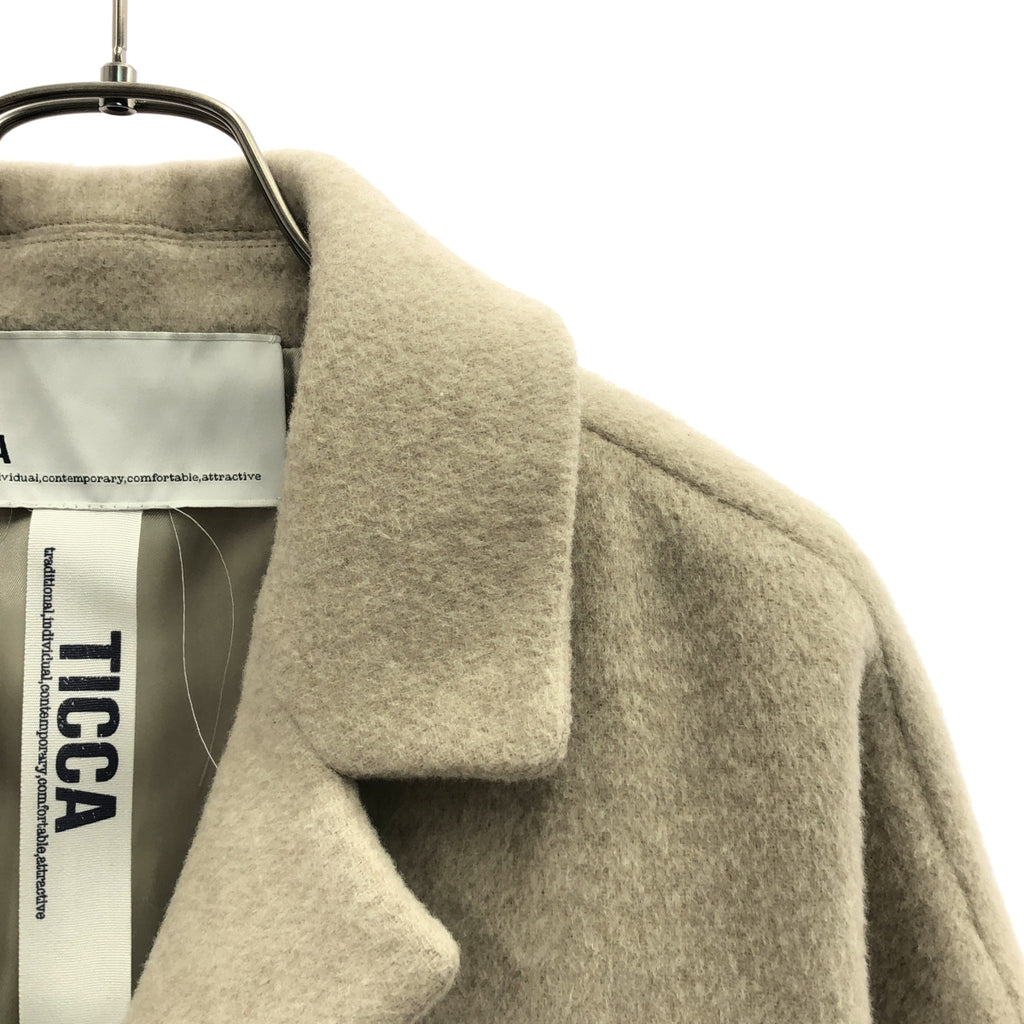 【成色極佳】TICCA | 羊毛超大款半身大衣，飾有品牌標誌紐帶 / 全襯裡 | F碼 | 灰褐色 | 女款