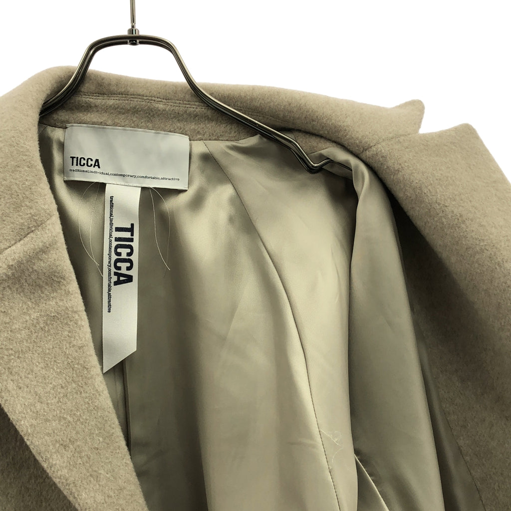 【成色極佳】TICCA | 羊毛超大款半身大衣，飾有品牌標誌紐帶 / 全襯裡 | F碼 | 灰褐色 | 女款