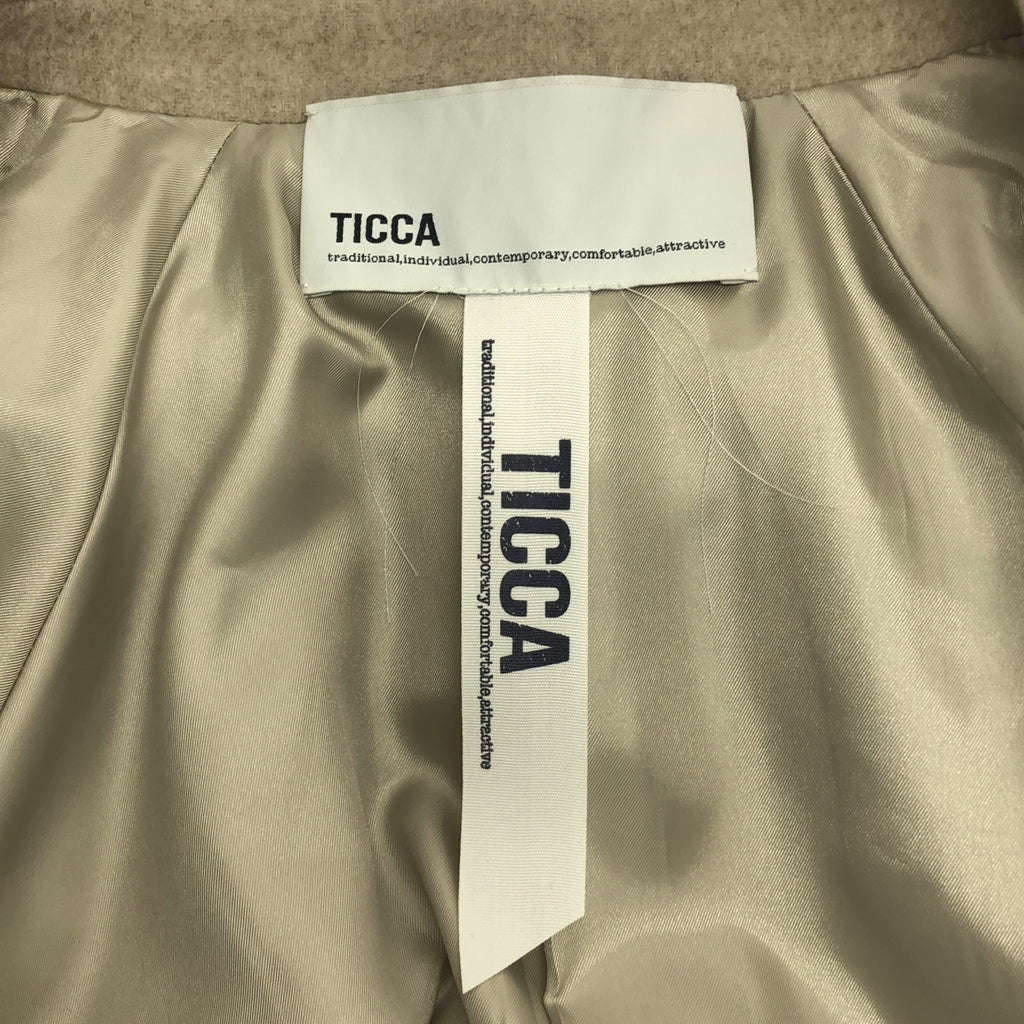 【成色極佳】TICCA | 羊毛超大款半身大衣，飾有品牌標誌紐帶 / 全襯裡 | F碼 | 灰褐色 | 女款