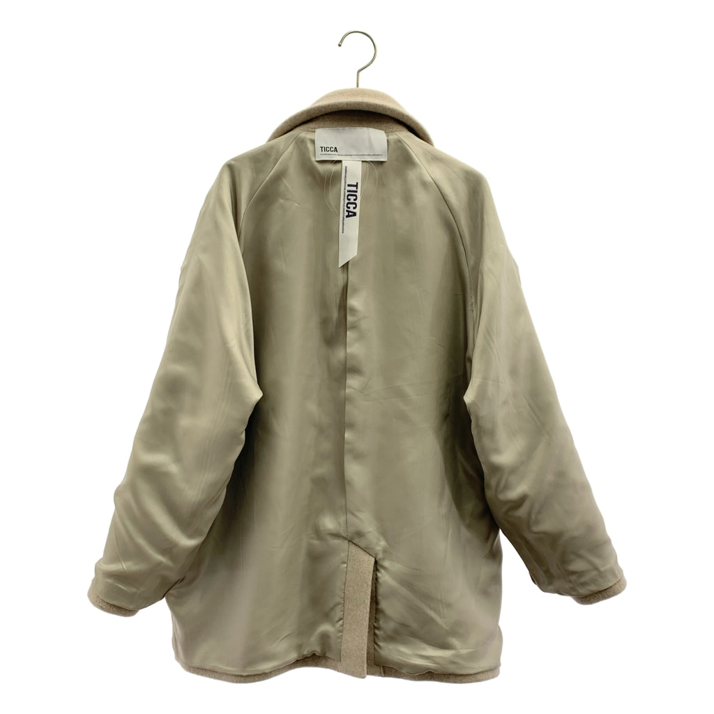 【成色極佳】TICCA | 羊毛超大款半身大衣，飾有品牌標誌紐帶 / 全襯裡 | F碼 | 灰褐色 | 女款