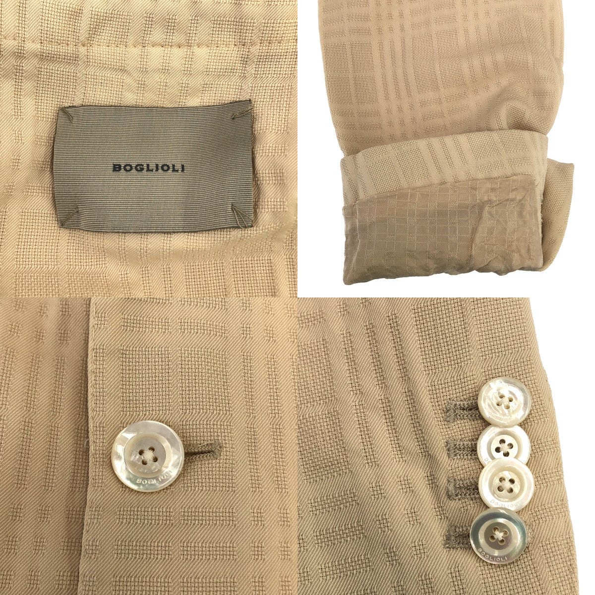 BOGLIOLI | Jacquard 3B single-breasted tailored jacket | 48 | Beige | Men's