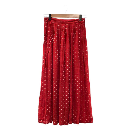 CELINE | by Hedi Slimane Polka Dot Print Georgette Pleated Skirt | Size 36 | Red | Women's