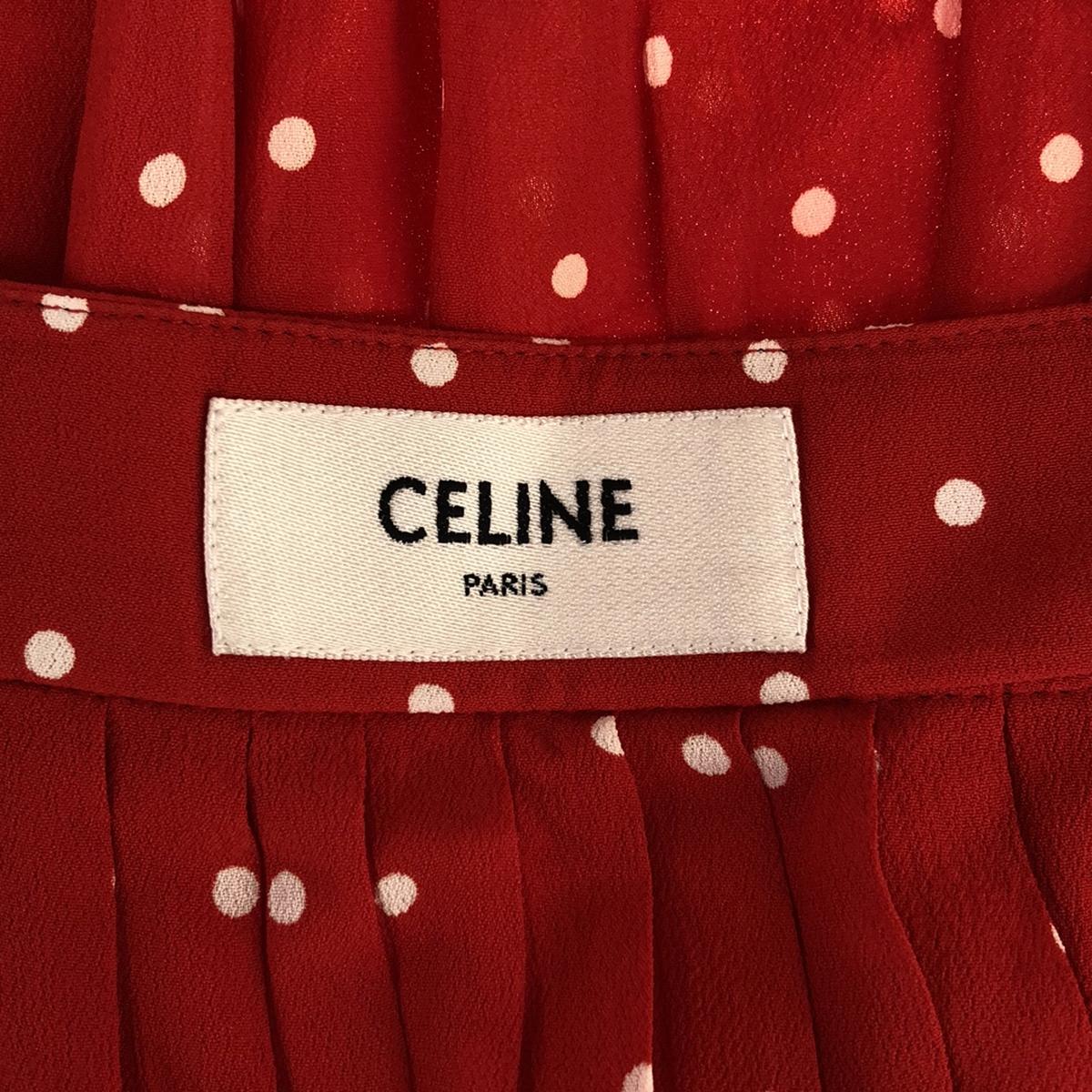 席琳 | by Hedi Slimane 波點印花喬其紗百褶裙 |尺寸 36 |紅色 |女性的