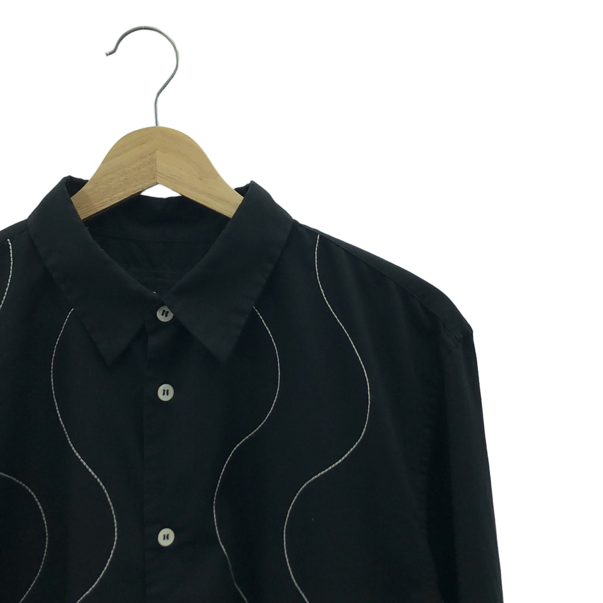 COMME des GARCONS 男士雙色 | 2018春夏 |聚酯產品加工縫工正領襯衫| S |黑色|男士