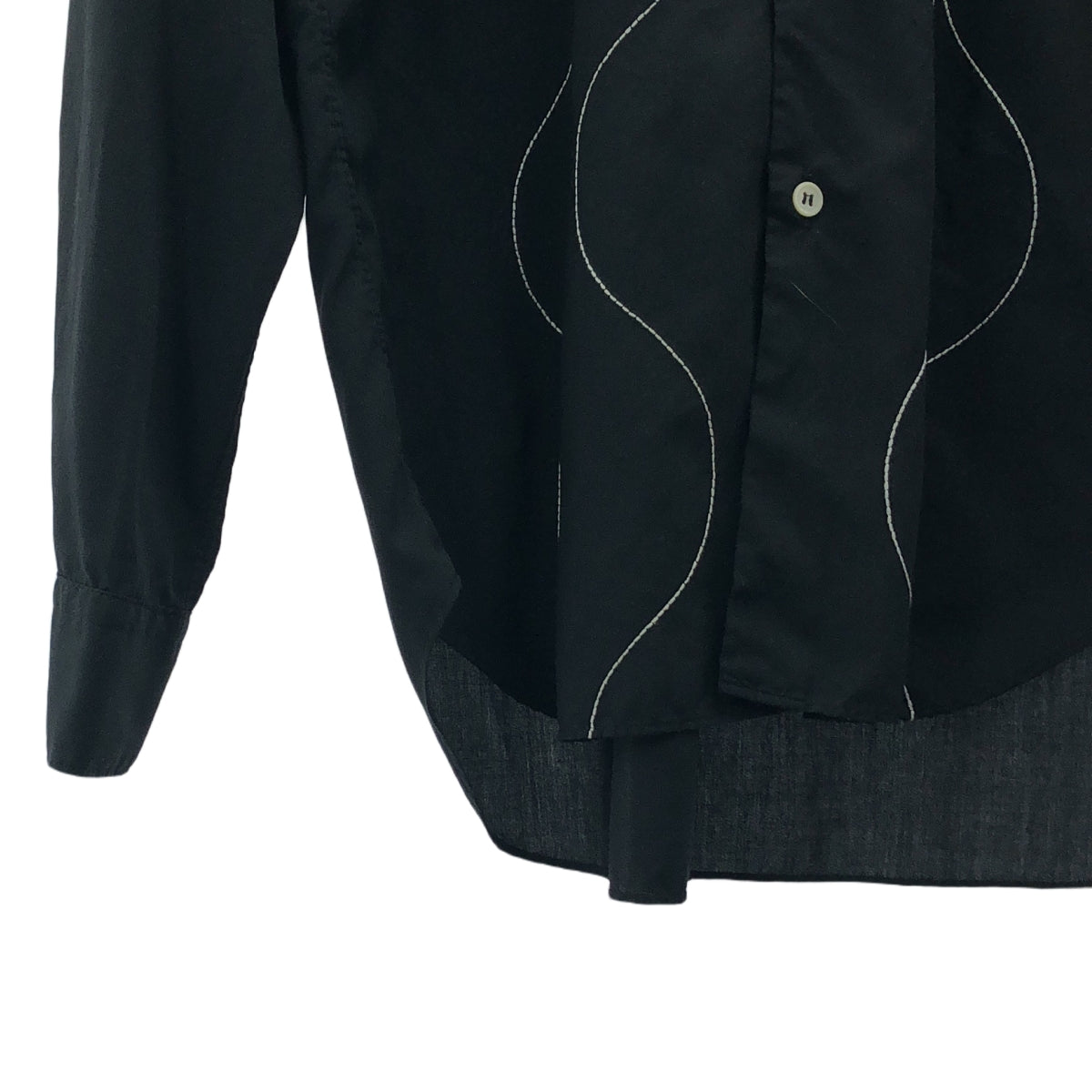 COMME des GARCONS 男士雙色 | 2018春夏 |聚酯產品加工縫工正領襯衫| S |黑色|男士