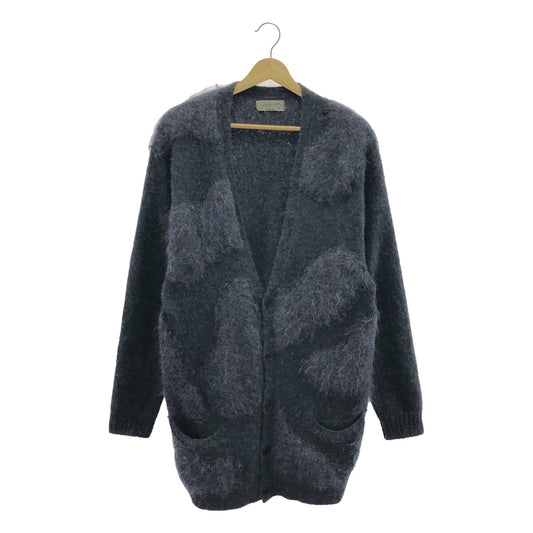 YOHJI YAMAMOTO POUR HOMME | 2018AW | Alpaca Mohair Blend Knit Cardigan | Size 3 | Charcoal / Purple | Men's