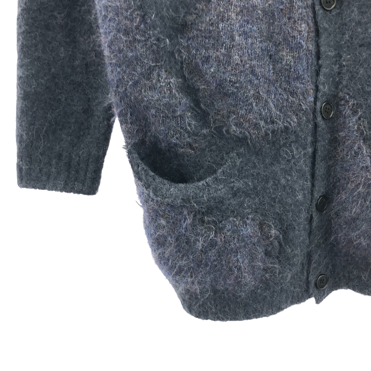 山本耀司男士 | 2018秋冬 |羊駝馬海毛混紡針織開襟衫 |尺寸 3 |炭灰色/紫色|男士