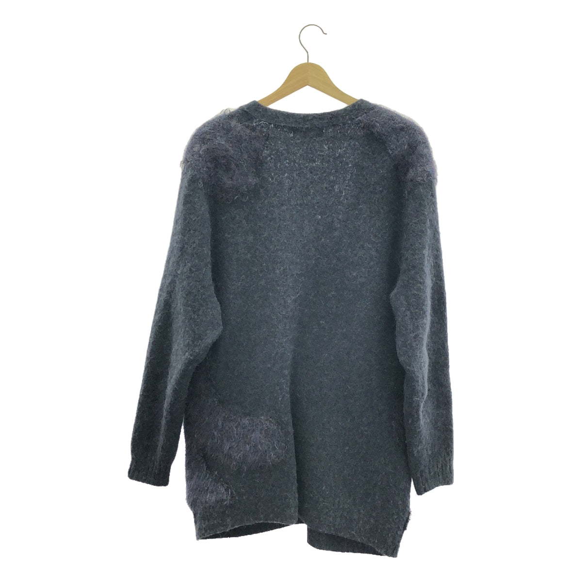 山本耀司男士 | 2018秋冬 |羊駝馬海毛混紡針織開襟衫 |尺寸 3 |炭灰色/紫色|男士