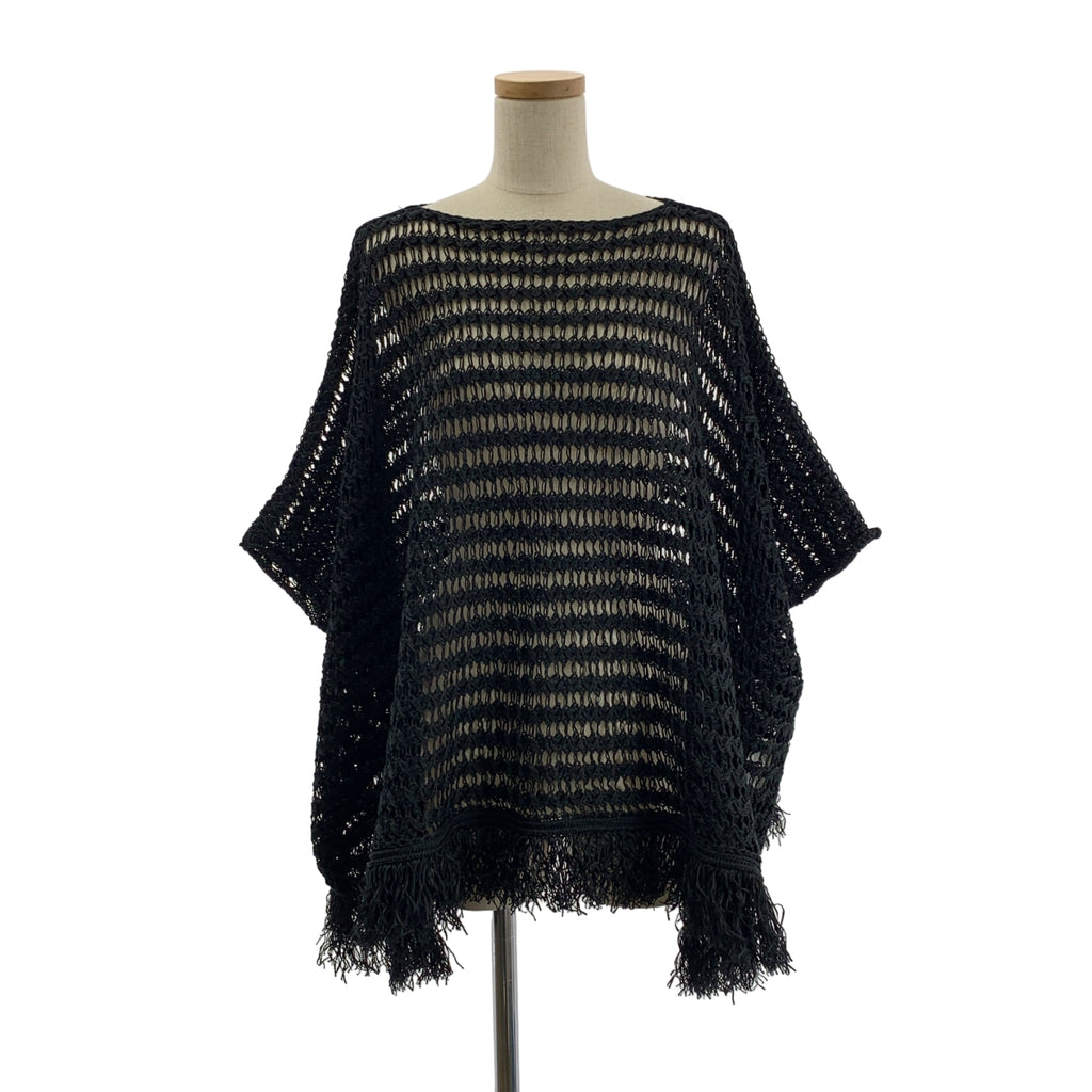 JUNYA WATANABE COMME des GARÇONS / Junya Watanabe | 2014 春夏系列 | 棉質針織斗篷，不對稱針織，流蘇裝飾 | S 碼 | 黑色 | 女款