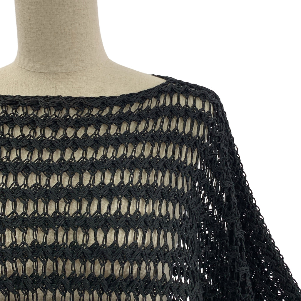 JUNYA WATANABE COMME des GARÇONS / Junya Watanabe | 2014 春夏系列 | 棉質針織斗篷，不對稱針織，流蘇裝飾 | S 碼 | 黑色 | 女款