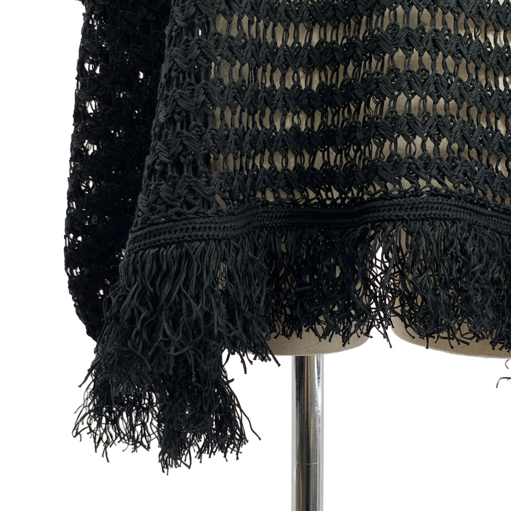JUNYA WATANABE COMME des GARÇONS / Junya Watanabe | 2014 春夏系列 | 棉質針織斗篷，不對稱針織，流蘇裝飾 | S 碼 | 黑色 | 女款