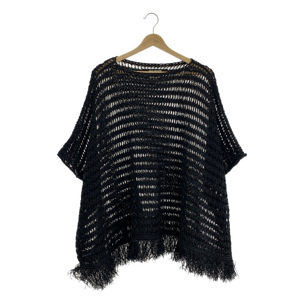 JUNYA WATANABE COMME des GARÇONS / Junya Watanabe | 2014 春夏系列 | 棉質針織斗篷，不對稱針織，流蘇裝飾 | S 碼 | 黑色 | 女款