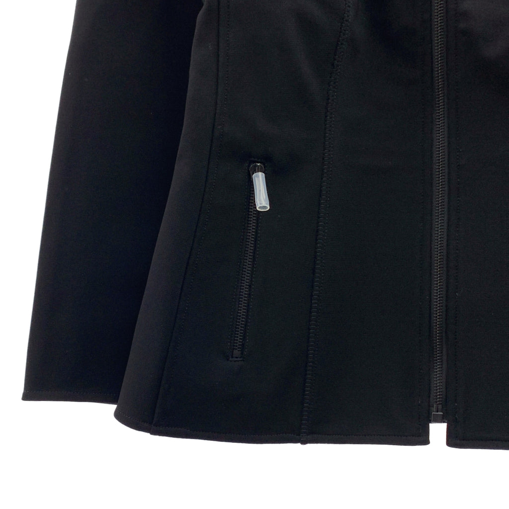 【新品】  HERMES / エルメス | レーヨンストレッチ ノーカラー ジップアップジャケット | 40 | ブラック | レディース