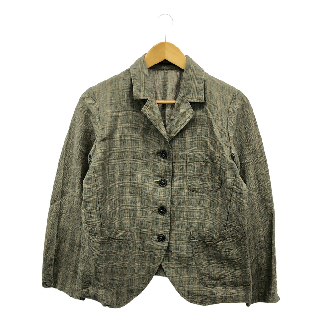 nest robe / ネストローブ | リネン コットン チェック テーラード ジャケット | F | グレー系 | レディース