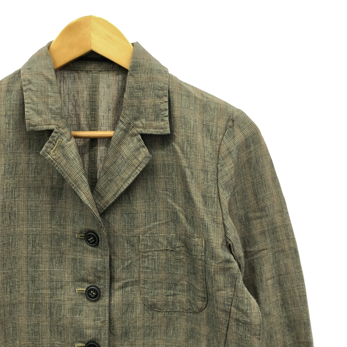 nest robe / ネストローブ | リネン コットン チェック テーラード ジャケット | F | グレー系 | レディース