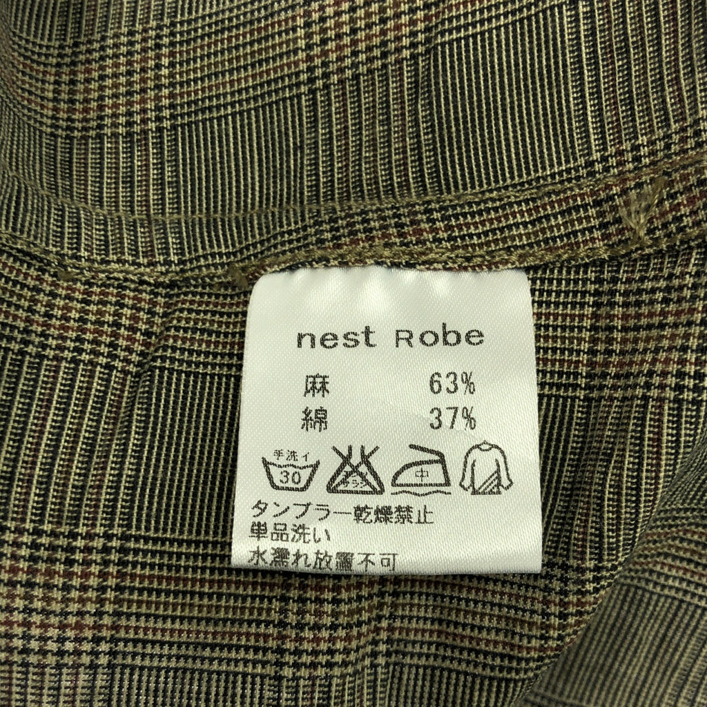 nest robe / ネストローブ | リネン コットン チェック テーラード ジャケット | F | グレー系 | レディース