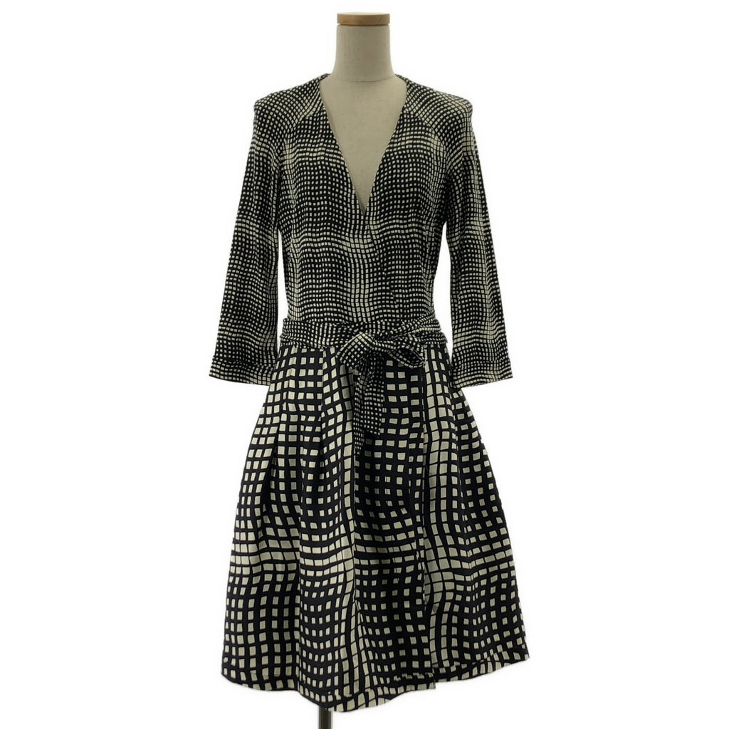 DIANE VON FURSTENBERG / ダイアンフォンファステンバーグ | AMELIA TWO / 総柄 シルク ラップワンピース | 8 | ベージュ / ブラック | レディース