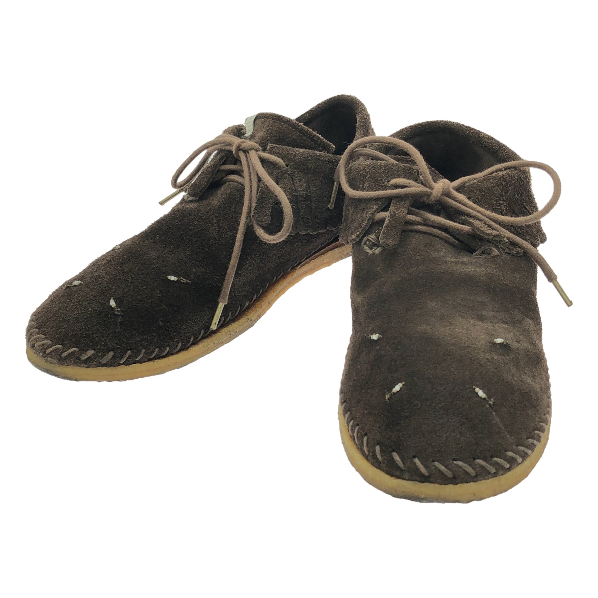 visvim / Visvim | MALISEET SHAMAN FOLK / Suede Leather Fringe Moccasin Shoes | Size 9 | Dark Brown | Men's