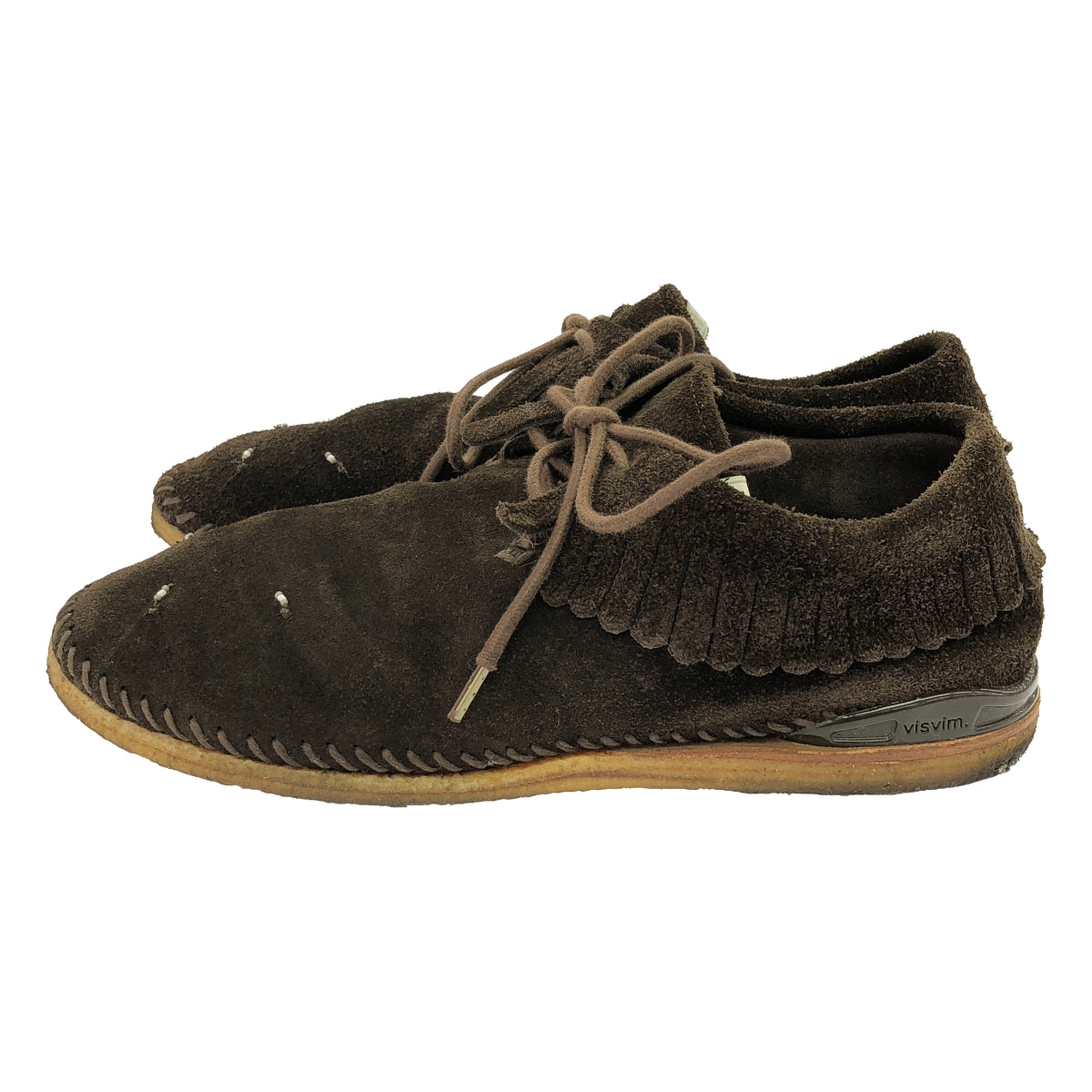 visvim / Visvim | MALISEET SHAMAN FOLK / Suede Leather Fringe Moccasin Shoes | Size 9 | Dark Brown | Men's