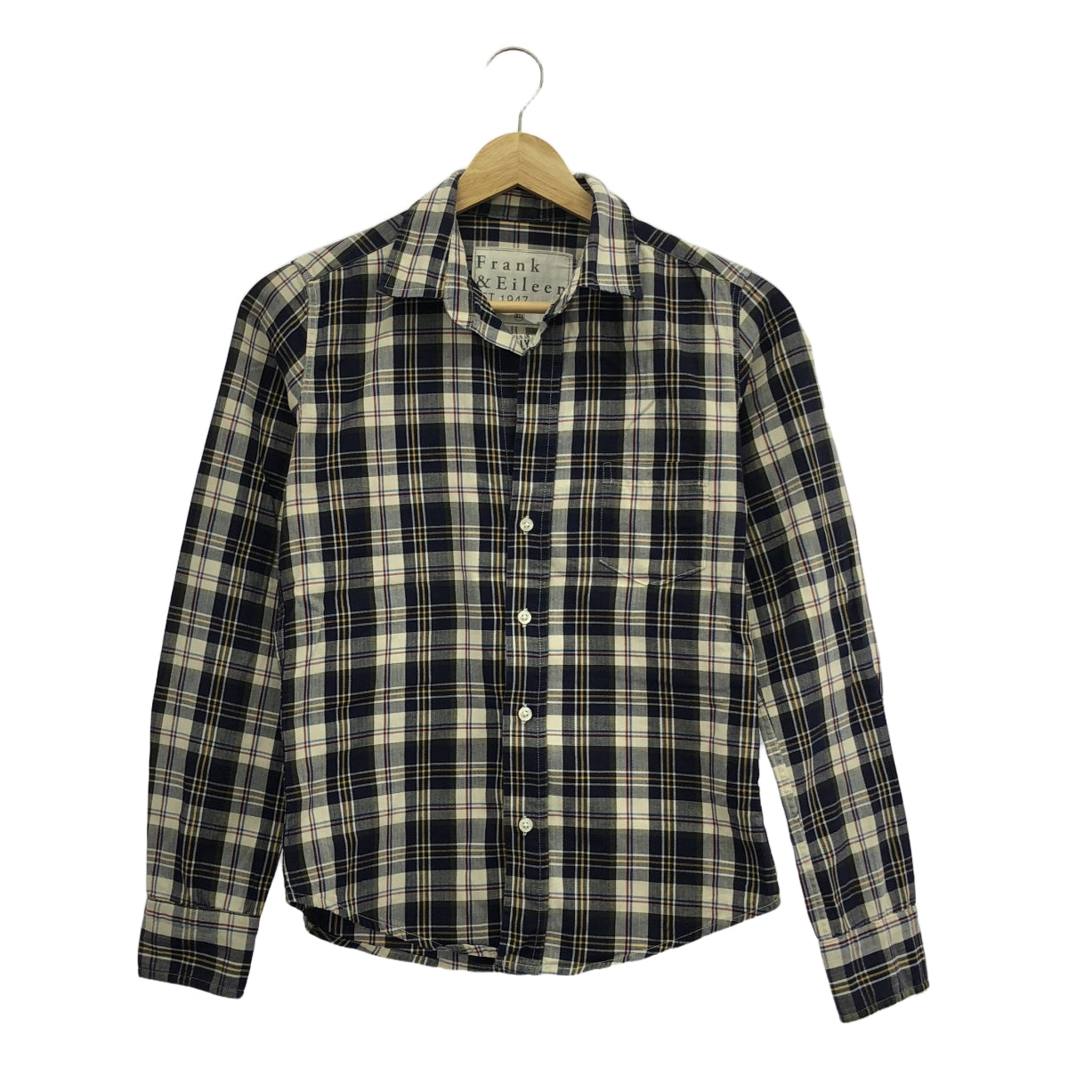 法蘭克與艾琳 |棉質格紋襯衫 | XXS |海軍藍/白色|女性的