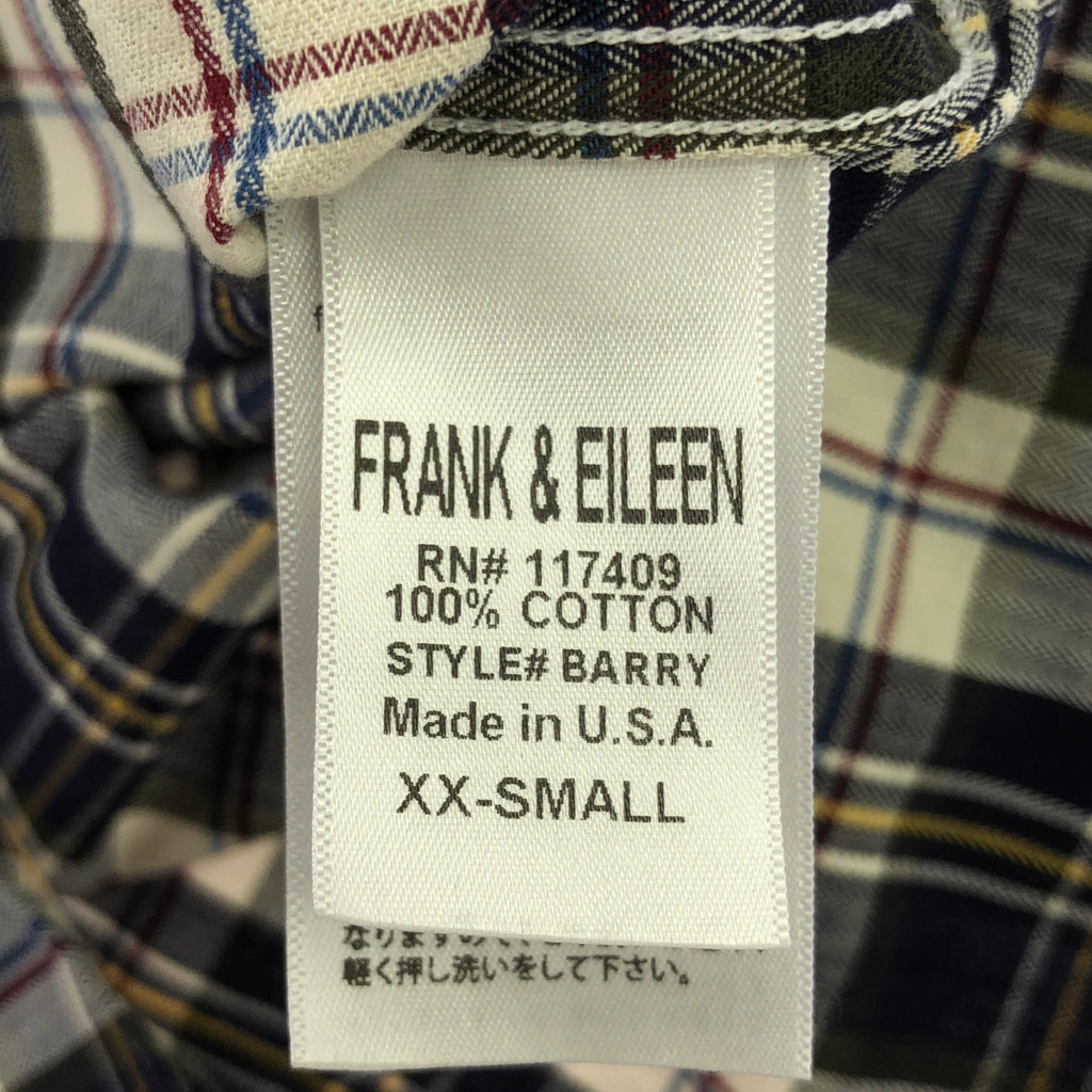 Frank&Eileen / フランクアンドアイリーン | コットン チェック シャツ | XXS | ネイビー/ホワイト | レディース