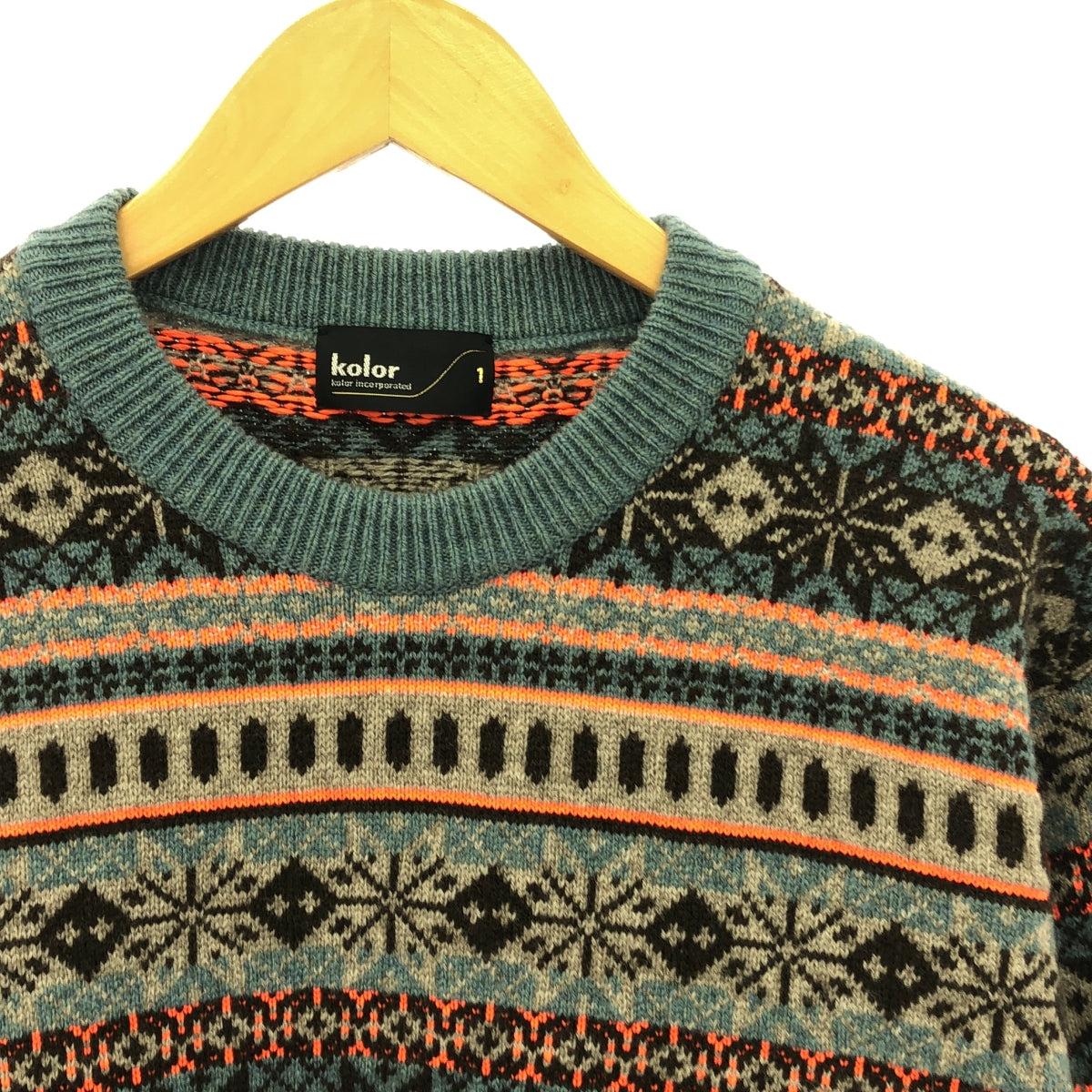 kolor / カラー | Patchwork Fair Isle Sweater パッチワーク フェアアイル ニット | 1 | マルチカラー | メンズ