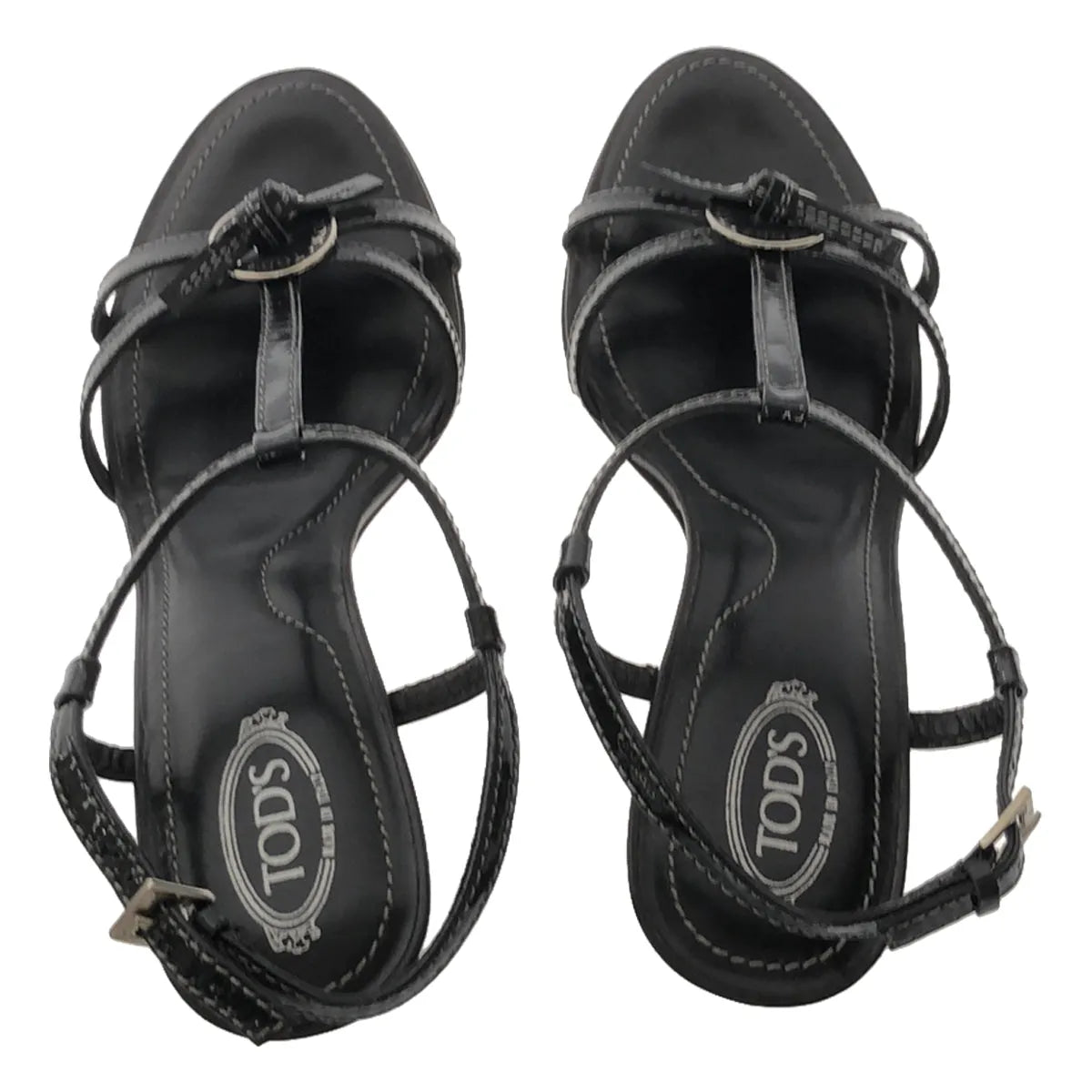 TOD'S / トッズ | アンクルストラップ ヒールサンダル | 36 1/2 | ブラック | レディース