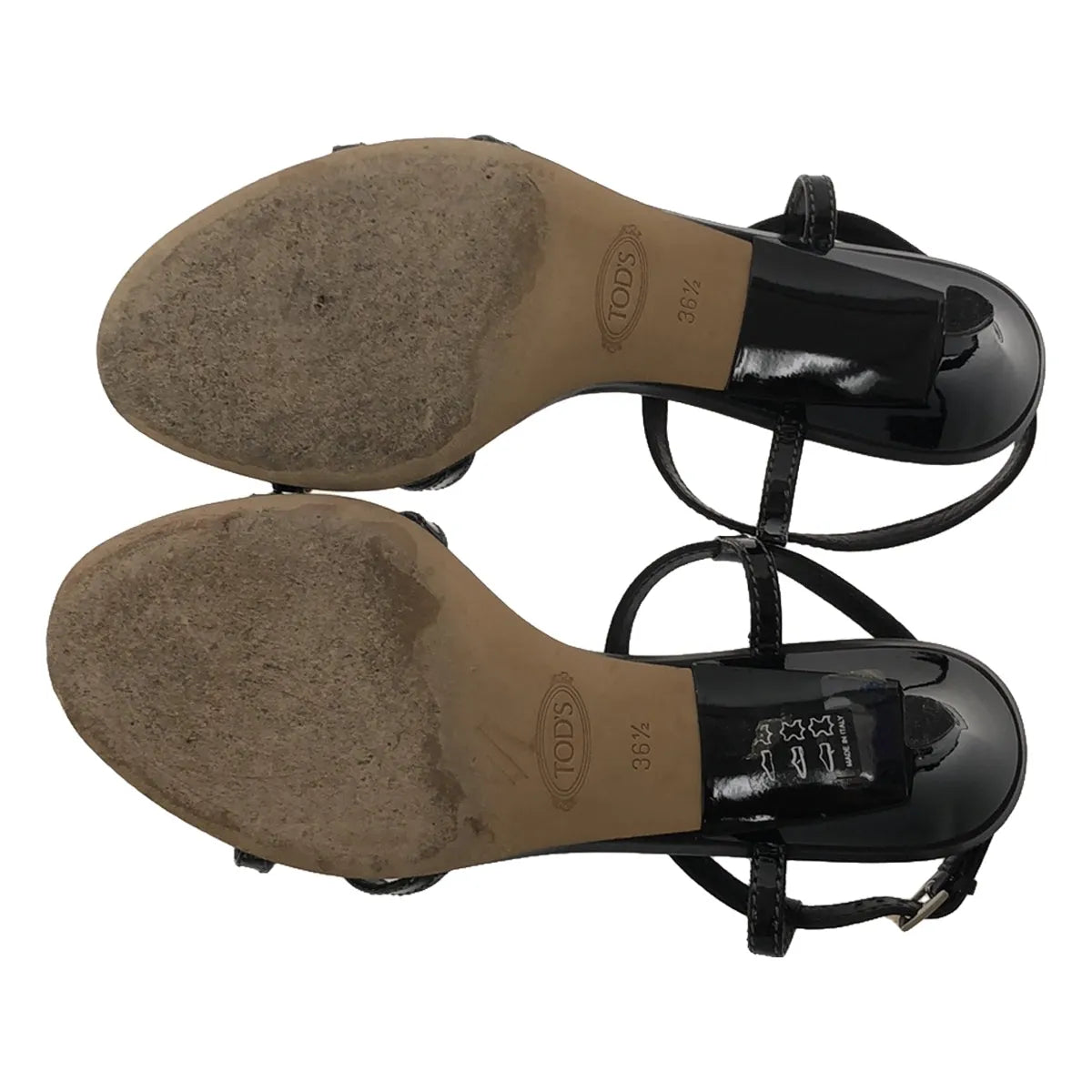 TOD'S / トッズ | アンクルストラップ ヒールサンダル | 36 1/2 | ブラック | レディース