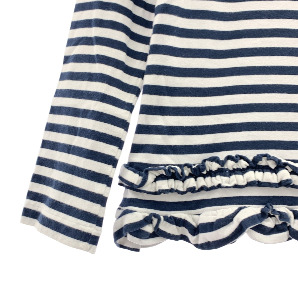 COMME des GARCONS | 2018 春夏系列 | 棉質條紋荷葉邊上衣 | S 碼 | 白色/海軍藍 | 女款