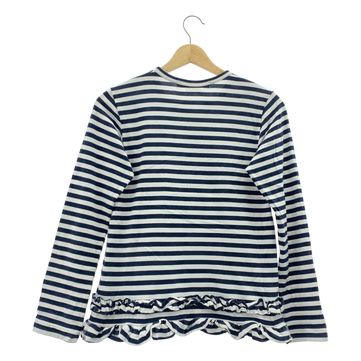 COMME des GARCONS | 2018 春夏系列 | 棉質條紋荷葉邊上衣 | S 碼 | 白色/海軍藍 | 女款