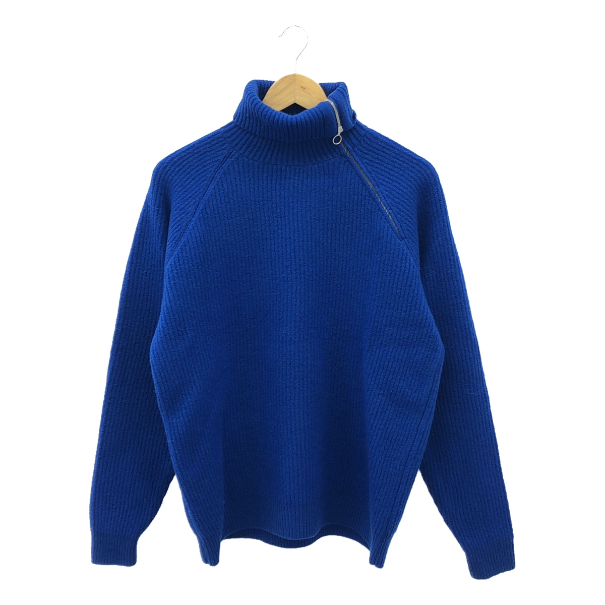 【신품】 AURALEE / 오라리 | MILLED FRENCH MERINO RIB KNIT ZIP P / O 리브 니트 | 1 | 블루 | 여성