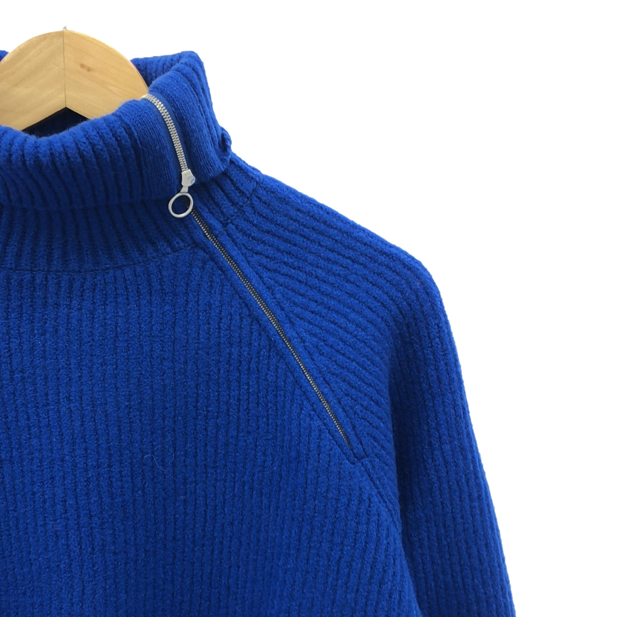 【신품】 AURALEE / 오라리 | MILLED FRENCH MERINO RIB KNIT ZIP P / O 리브 니트 | 1 | 블루 | 여성