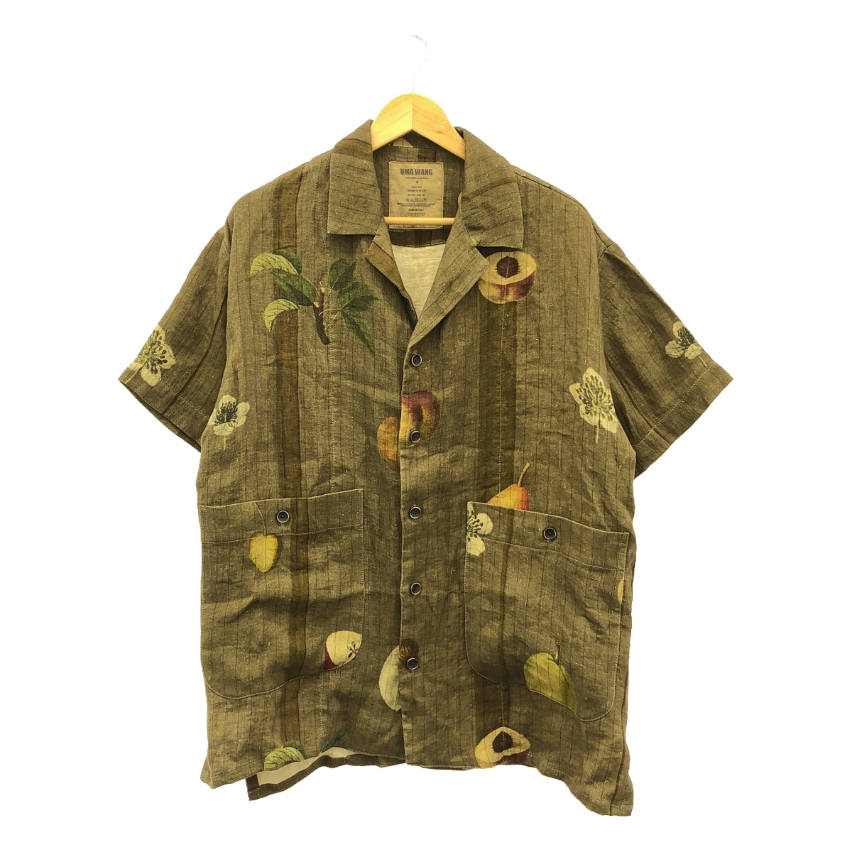 【美品】  UMA WANG / ユマワン | TERRY / 総柄 オープンカラー シャツ ジャケット | M | ブラウン | メンズ