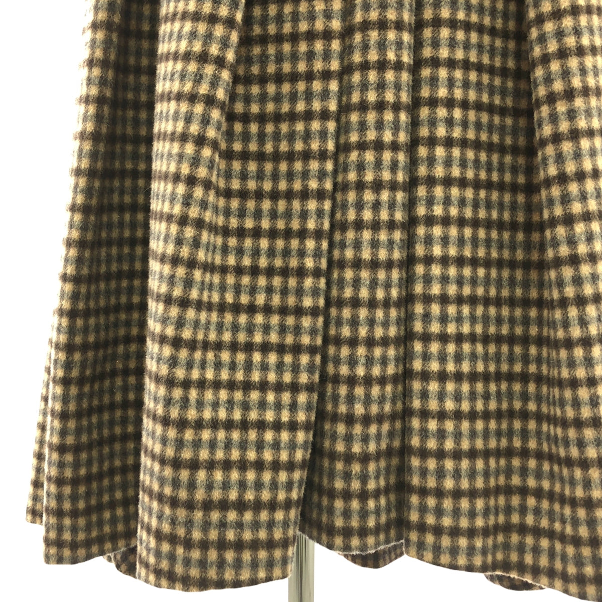 【美品】  SEVEN TEN by MIHO KAWAHITO / セブンテンバイミホカワヒト | ウール チェック エプロン ワンピース | XS | ブラウン系 | レディース