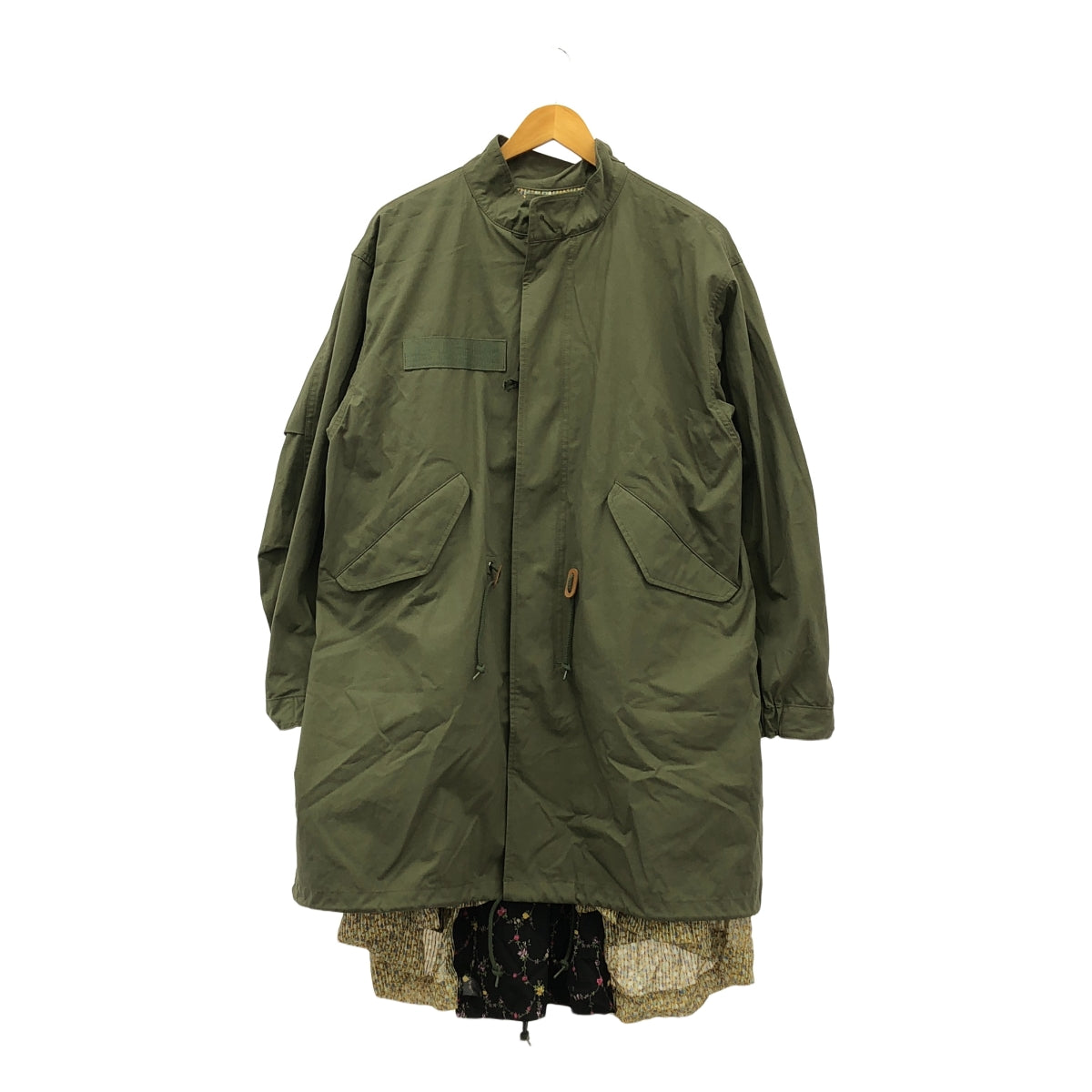 JUNYA WATANABE COMME des GARCONS / 渡邊淳彌 | 2019AW | 雙面軍裝風外套 / 可拆式風帽 / 全身圖案襯裡 | M | 卡其色 | 女款
