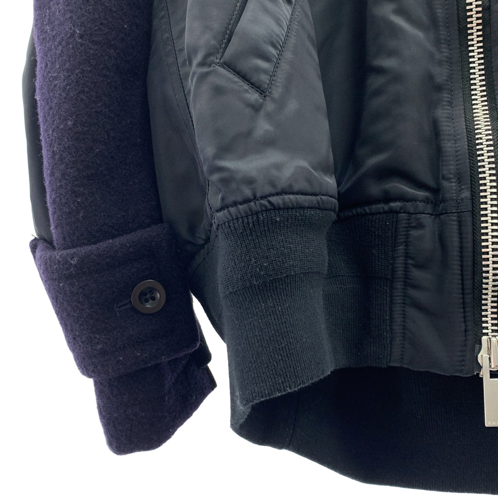 sacai / サカイ | ×Gloverall / ウール ナイロン ドッキング ボンバージャケット | 1 | レディース