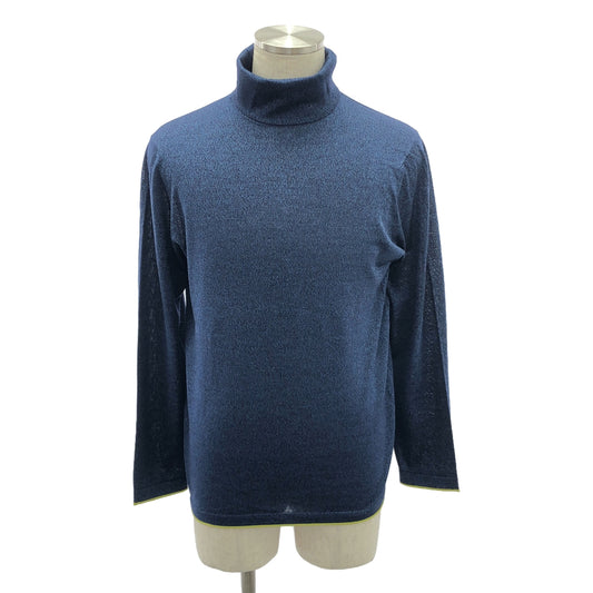 [Good Condition] HERMES | Silk Wool Turtleneck Knit Pullover | M | Blue | Men's